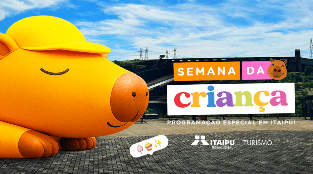 Capivara gigante desembarca em Itaipu para celebrar o Dia das Crianças.